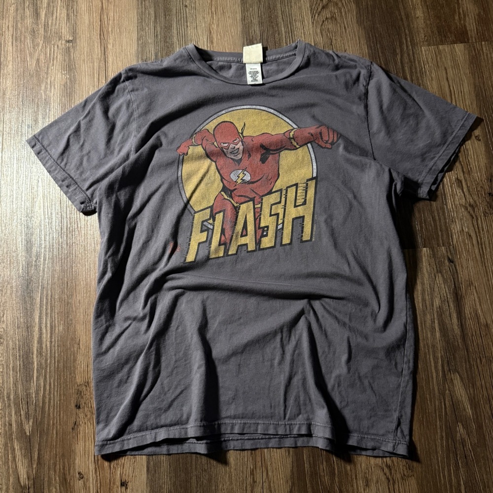 Junk Food The Flash DC Comics Graphic T-Shirt Charcoal Gray Mens Medium USA Made